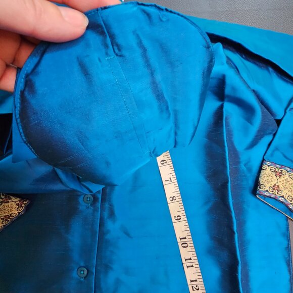 Vintage Silk Lore Blue Silk Blouse - Picture 6 of 6